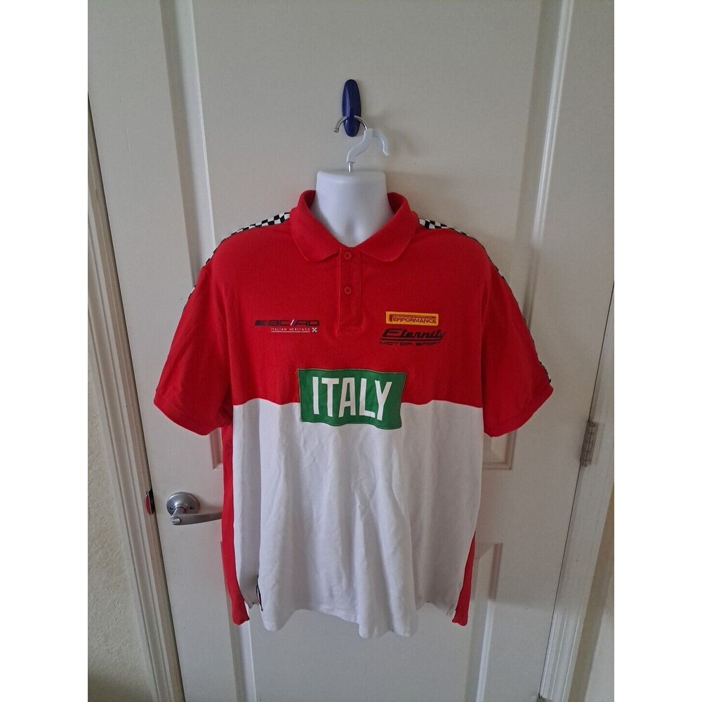 Eternity bc/ad Motor Sport Italy Italia Embroidered Green Red White Polo Sz 3XL
